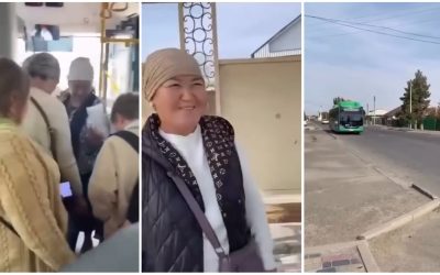Таразда жаңа автобусты көп күткен халық қоғамдық көлікке шашу шашты